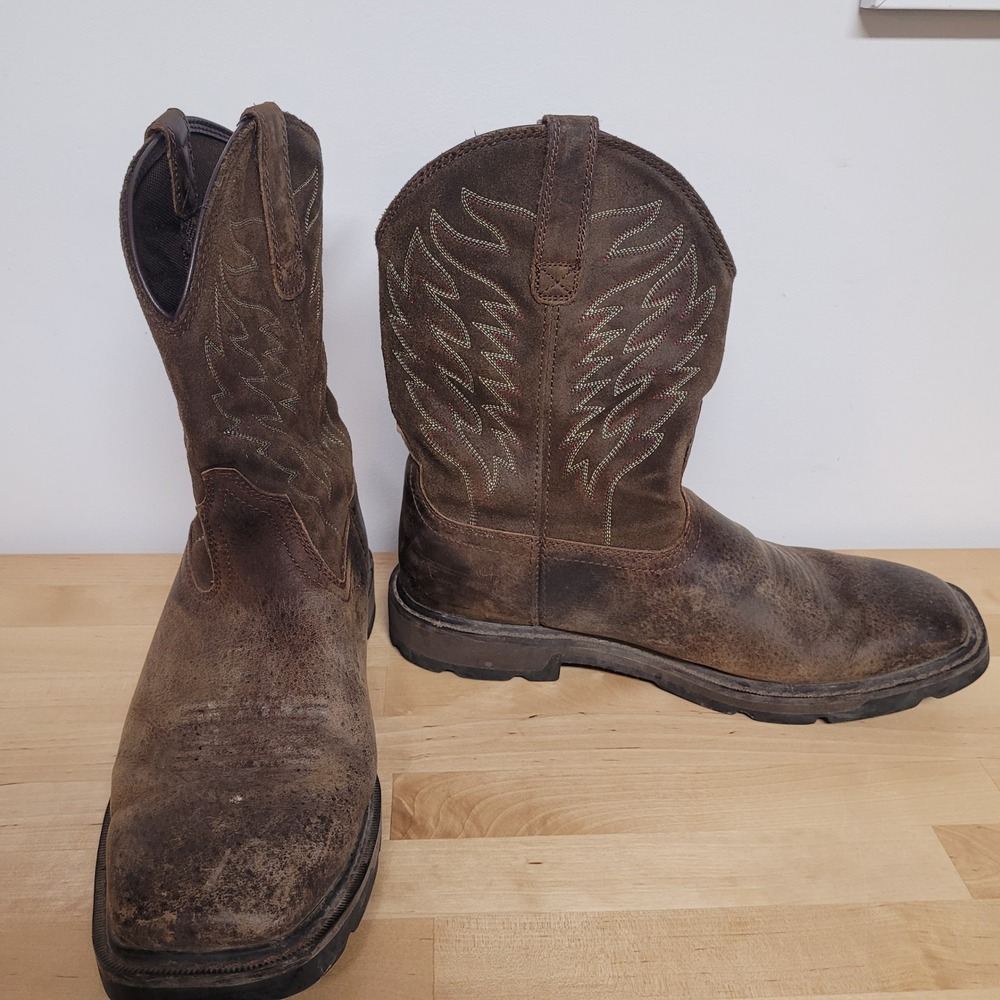 Ariat Work Groundbreaker Boots Mens 11EE Brown Leather Square Toe EH 10020059 - Picture 3 of 16